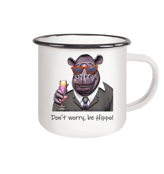 Emaille Tasse Mr Hippo - dont worry be hippo