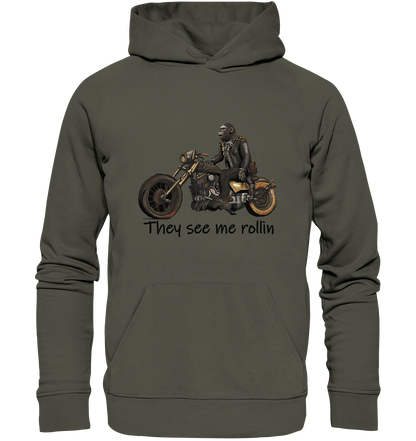 Organic Hoodie Gorilla Biker Tim - they see me rollin