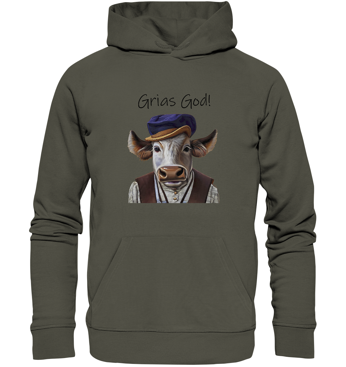 Organic Hoodie Bayerischer Bulle Xaver - grias god