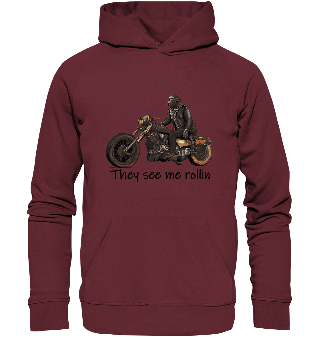 Organic Hoodie Gorilla Biker Tim - they see me rollin