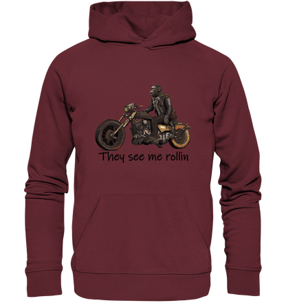 Organic Hoodie Gorilla Biker Tim - they see me rollin