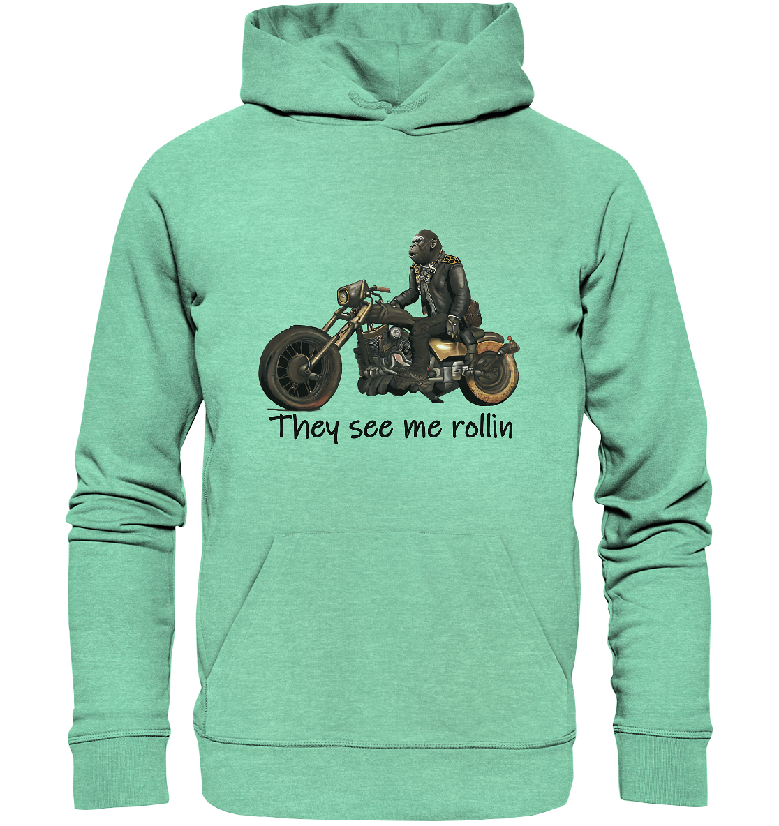 Organic Hoodie Gorilla Biker Tim - they see me rollin