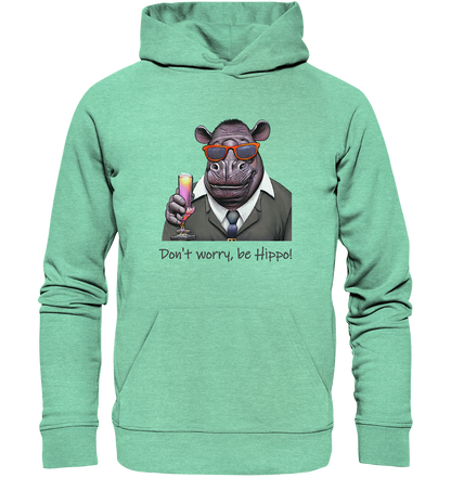 Organic Hoodie Mr Hippo - don't worry be Hippo