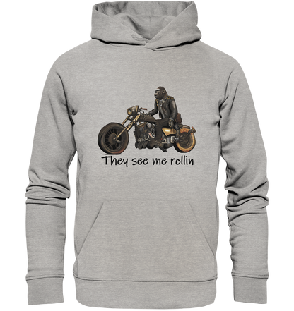 Organic Hoodie Gorilla Biker Tim - they see me rollin