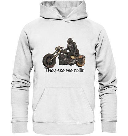 Organic Hoodie Gorilla Biker Tim - they see me rollin