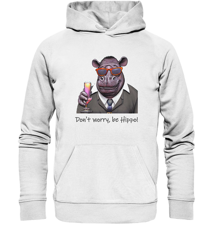 Organic Hoodie Mr Hippo - don't worry be Hippo