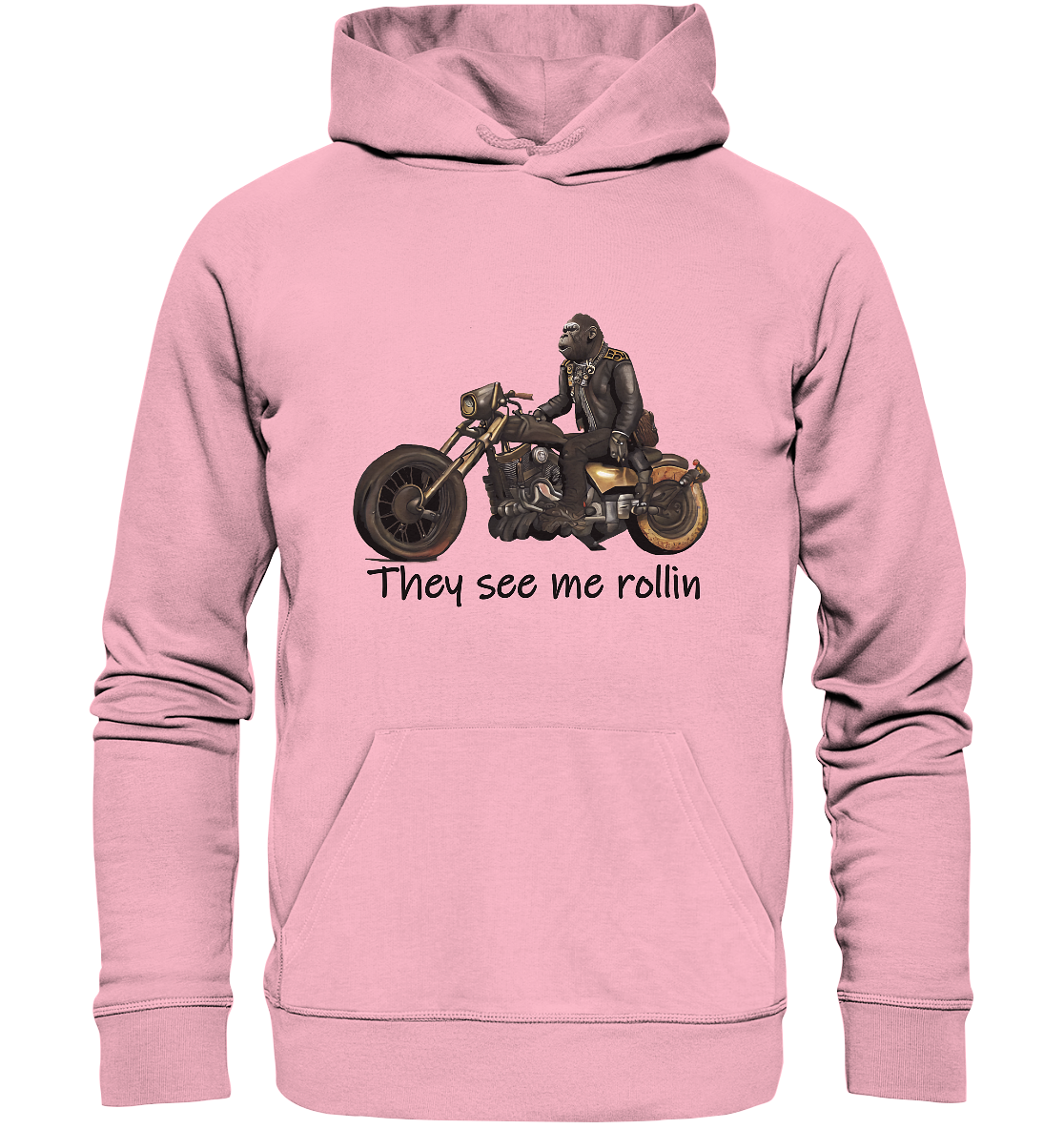 Organic Hoodie Gorilla Biker Tim - they see me rollin