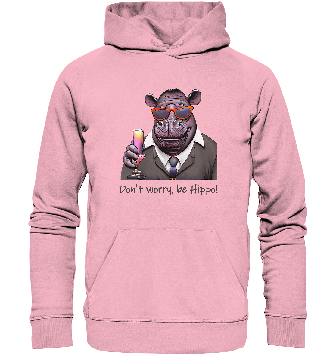 Organic Hoodie Mr Hippo - don't worry be Hippo