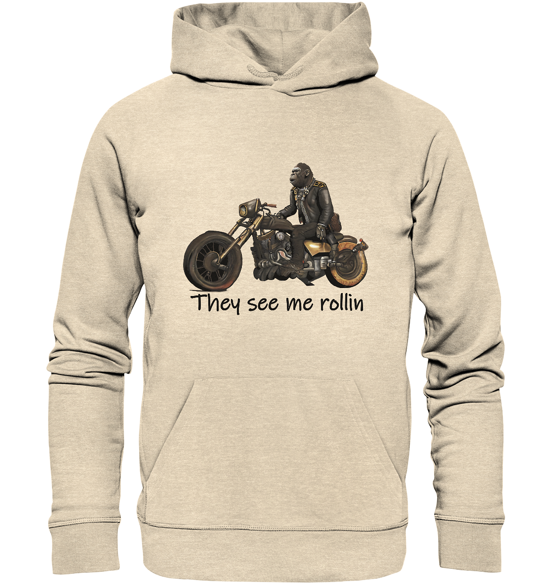 Organic Hoodie Gorilla Biker Tim - they see me rollin