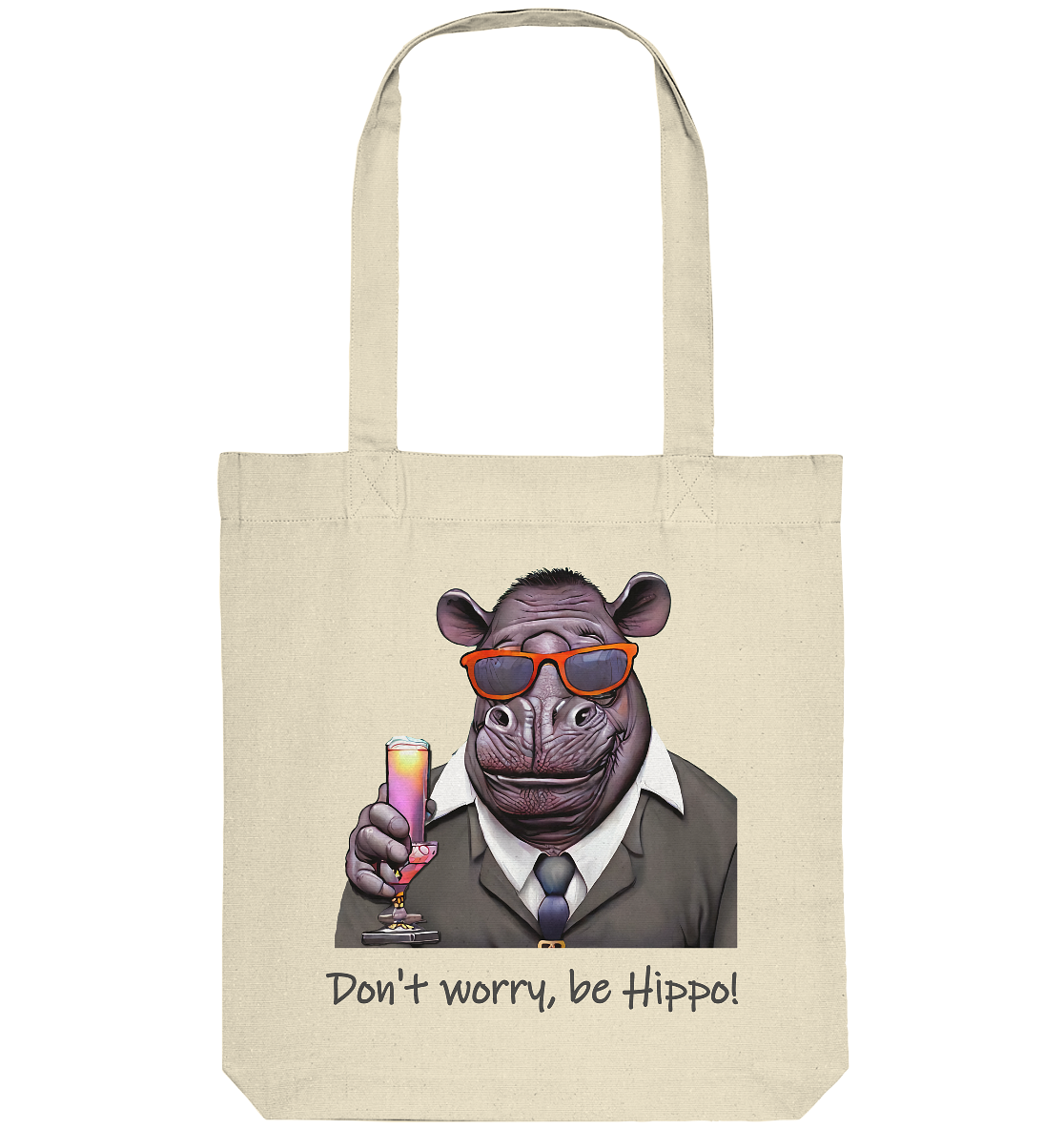 Bio-Stoffbeutel Mr Hippo - dont worry be hippo